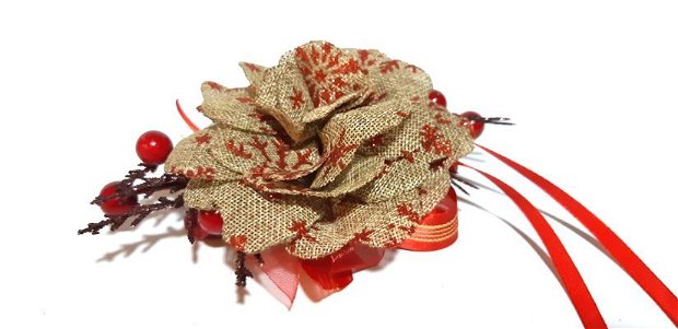 Ornament pentru bradul de Craciun/Ornament de Craciun floare si fundite