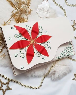 poseta plic handmade unicat din piele - Red flower