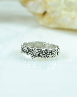 Inel de argint cu fulgi de nea ''Snowflake''