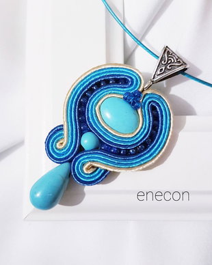 Pandantiv soutache turcoaz