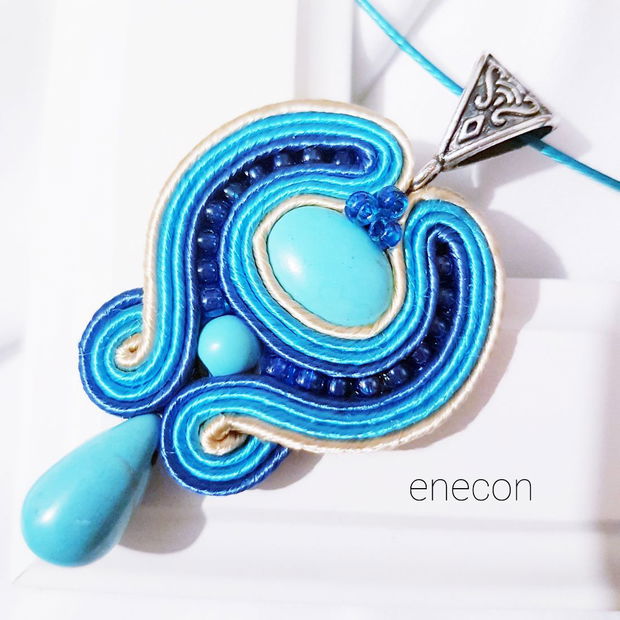 Pandantiv soutache turcoaz