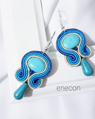 Cercei soutache turcoaz