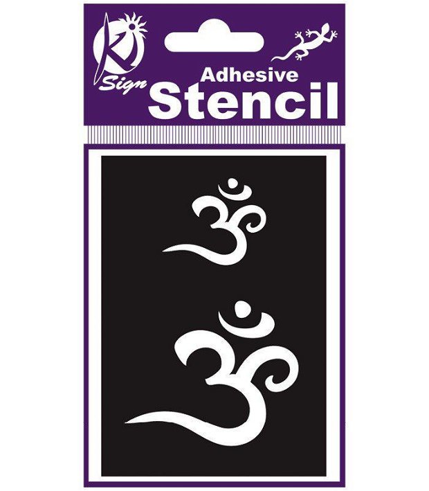 SB001 - Stencil / sablon adeziv repozitionabil, simbol Ohm, 7x10cm