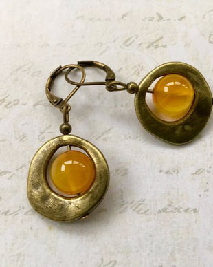 cercei vintage agate galbene
