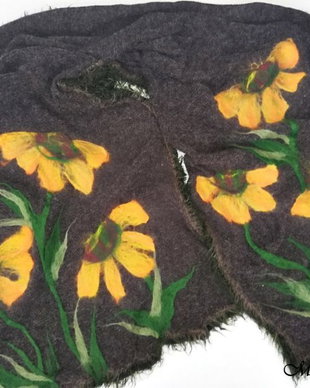 Sal din tricot cu margarete africane impaslite