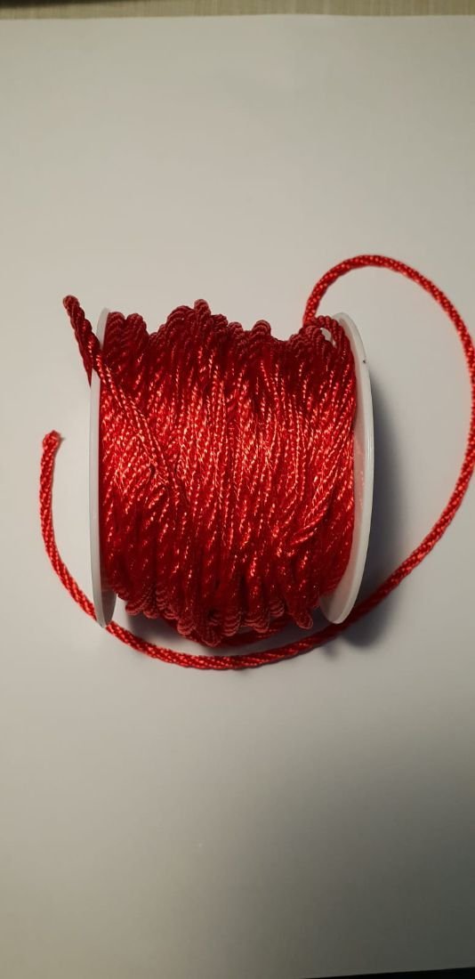 1m Șnur roșu (3 mm) răsucit