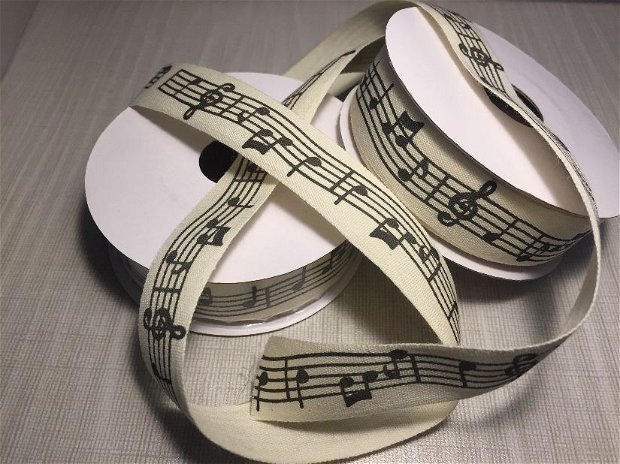 (1m) Banda decorativa (2 cm)cu note muzicale
