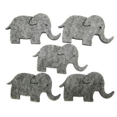 Figurine din fetru - elefant (7 cm, 5 buc/set)