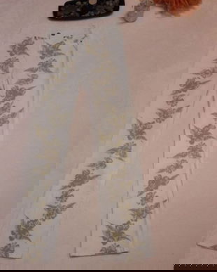 Blugi albi model floral  , ROSNER.