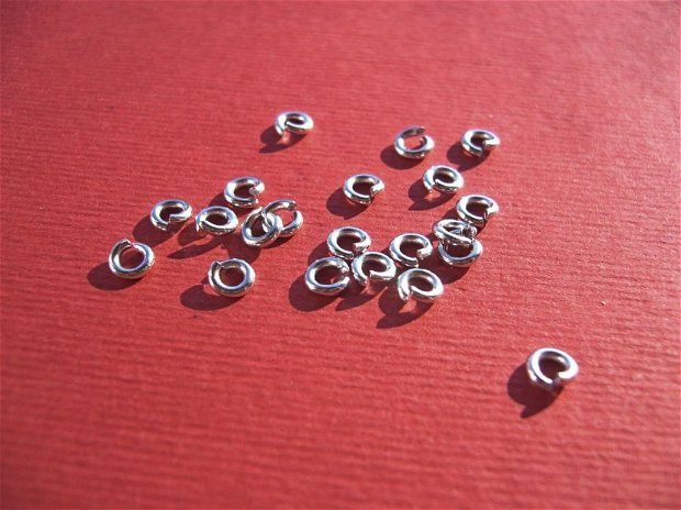 (10 bucati) Zale mici - groase, deschise (nesudate) (ZNS4) din argint .925 rodiat de diametru aprox 4 mm, grosime aprox 1 mm