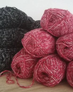 Fir de tricotat croșetat acril mohair roșu negru