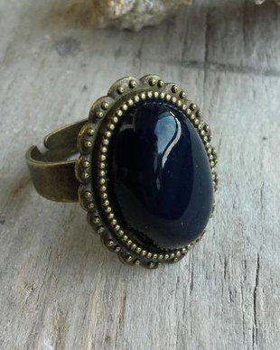 Inel bronz cu agata bleumarin