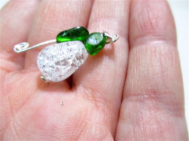 Pandantiv argint "Ghiocel", cuart cristal si cromdiopsid