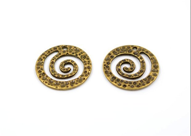 Pandantiv/ Charm spirala/vortex bronz aspect lovitura de ciocan, CP292