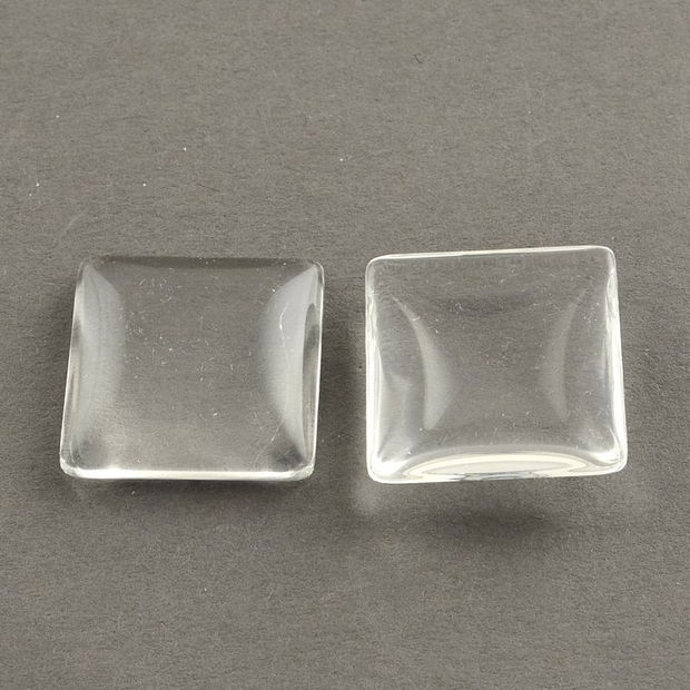 Cabochon patrat din sticla transparenta, 25x25mm   CS01-2702