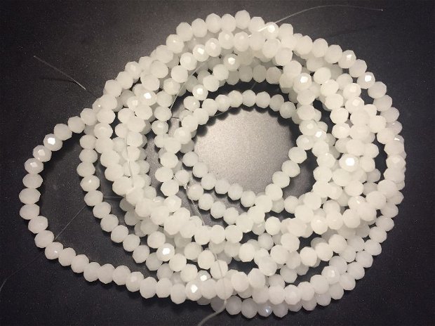Șirag cristale (4x3,5mm) fatetate albe