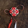 Martisor cu broderie manuala  - motive traditionale pe panza taraneasca cod MT1012