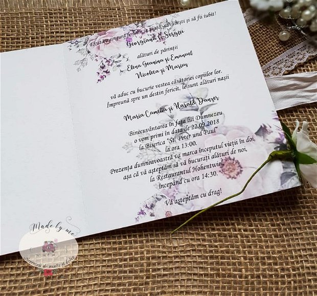 Invitatie nunta florala