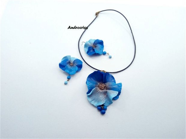 Blue flowers,set bijuterii