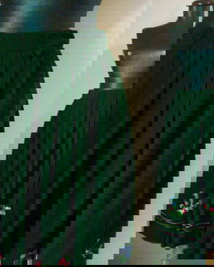 FUSTA STOFA LANA VERDE BRODATA MANUAL