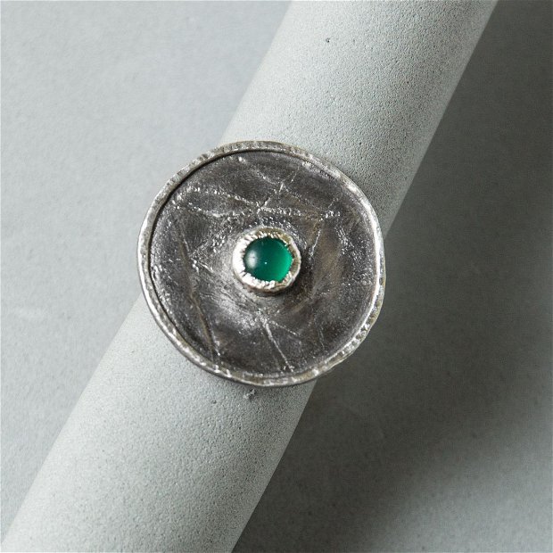 Inel Argint 925 si Onix verde
