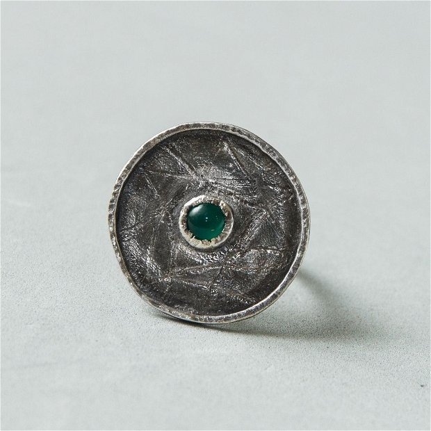 Inel Argint 925 si Onix verde