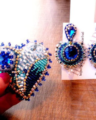 Set Brosa si Cercei - Blue Heart