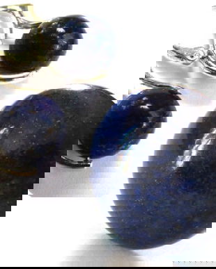 Inel si cercei din Argint 925 si Lapis lazuli rotund - IN492, CE296 - Inel albastru cu piatra mare, inel reglabil din pietre semipretioase, cercei albastri, set romantic delicat