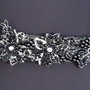 Brau cu flori textile/Cordon black/Curea cu margele