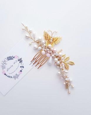Accesoriu par mireasa, Accesoriu par masa, Accesoriu auriu cu fluturas