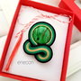 Brosa-martisor soutache verde cu piatră semipretioasa