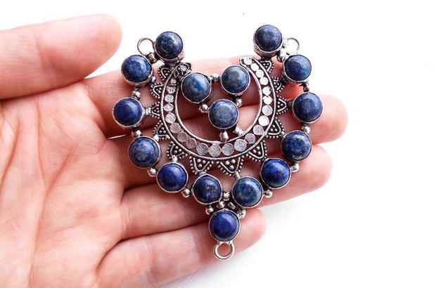 REZERVAT _ L _ Pandant cu aspect rustic cu pietre de Lapis Lazuli