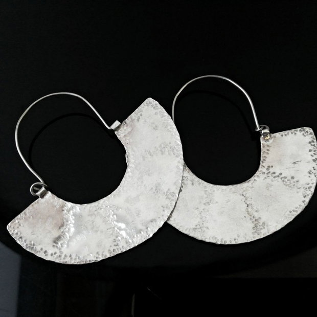 Cercei din argint, cercei statement, cercei handmade, cercei inchisi, cercei mari, cercei texturati