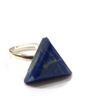 Inel reglabil din Argint 925 si Lapis lazuli triunghiular fatetat - IN621 - Inel albastru delicat, inel pietre semipretioase, cadou romantic / 8 martie / Dragobete / Valentine's Day / Craciun / aniversare sotie / prietena