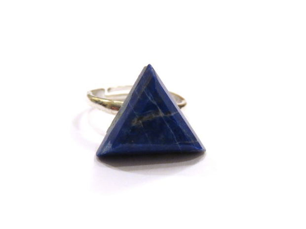 Inel reglabil din Argint 925 si Lapis lazuli triunghiular fatetat - IN621 - Inel albastru delicat, inel pietre semipretioase, cadou romantic / 8 martie / Dragobete / Valentine's Day / Craciun / aniversare sotie / prietena