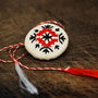 Martisor-brosa cu broderie manuala traditionala pe panza taraneasca cod MT1131
