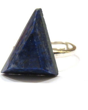 Inel reglabil din Argint 925 si Lapis lazuli triunghiular fatetat - IN622 - Inel albastru delicat, inel pietre semipretioase, cadou romantic / 8 martie / Dragobete / Valentine's Day / Craciun / aniversare sotie / prietena