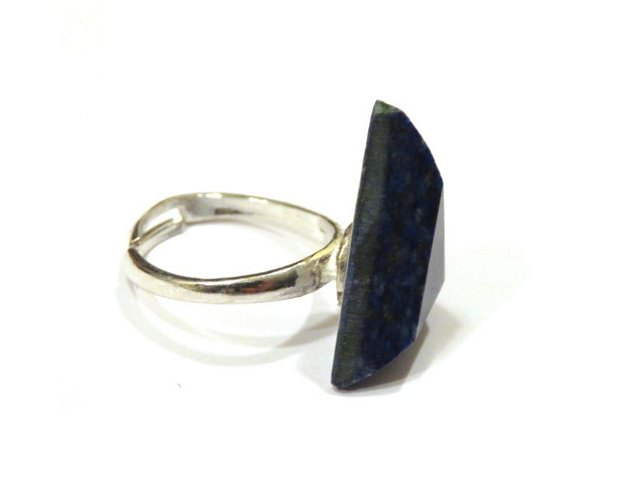 Inel reglabil din Argint 925 si Lapis lazuli triunghiular fatetat - IN622 - Inel albastru delicat, inel pietre semipretioase, cadou romantic / 8 martie / Dragobete / Valentine's Day / Craciun / aniversare sotie / prietena