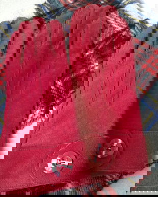 SET FULAR LANA SI MANUSI PIELE INTOARSA ACCESORIZE ,M