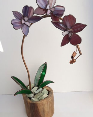 decoratiune orhidee din sticla