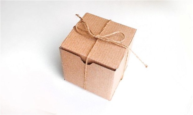 Cutie carton  cu fir de iuta   - [ 20 buc] - cub - 9 x 9 x 9 cm