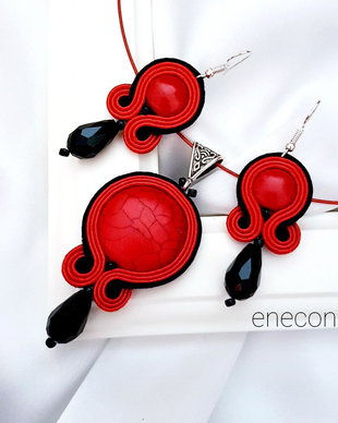 Set soutache rosu si negru