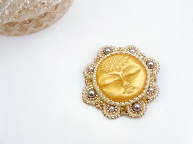 Brosa unicat, Brosa Soare, Brosa cu perle Swarovski