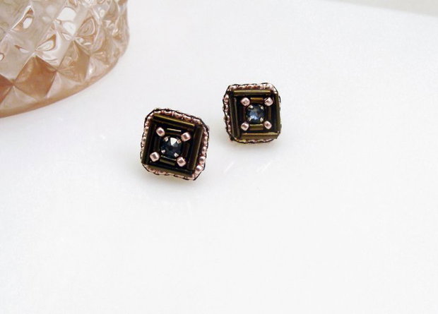 Cercei patrati cu cristale Swarovski, Cercei albastri