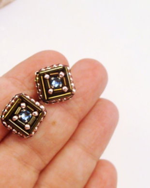 Cercei patrati cu cristale Swarovski, Cercei albastri