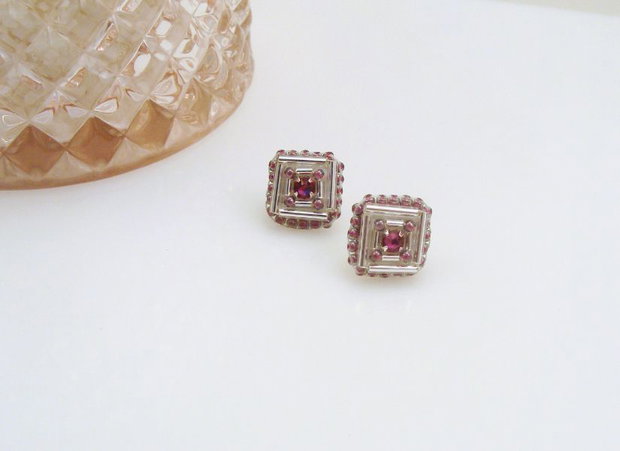 Cercei argintii cu cristale Swarovski, Cercei geometrici