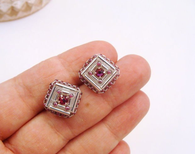 Cercei argintii cu cristale Swarovski, Cercei geometrici