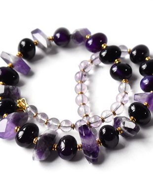 REZERVAT Colier agate, ametist si hematit, Colier din pietre naturale