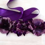 Brau cu flori textile/Cordon mov si lila/Curea cu floricele