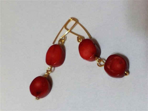 cercei din piatra de coral/cercei talisman - red earrings